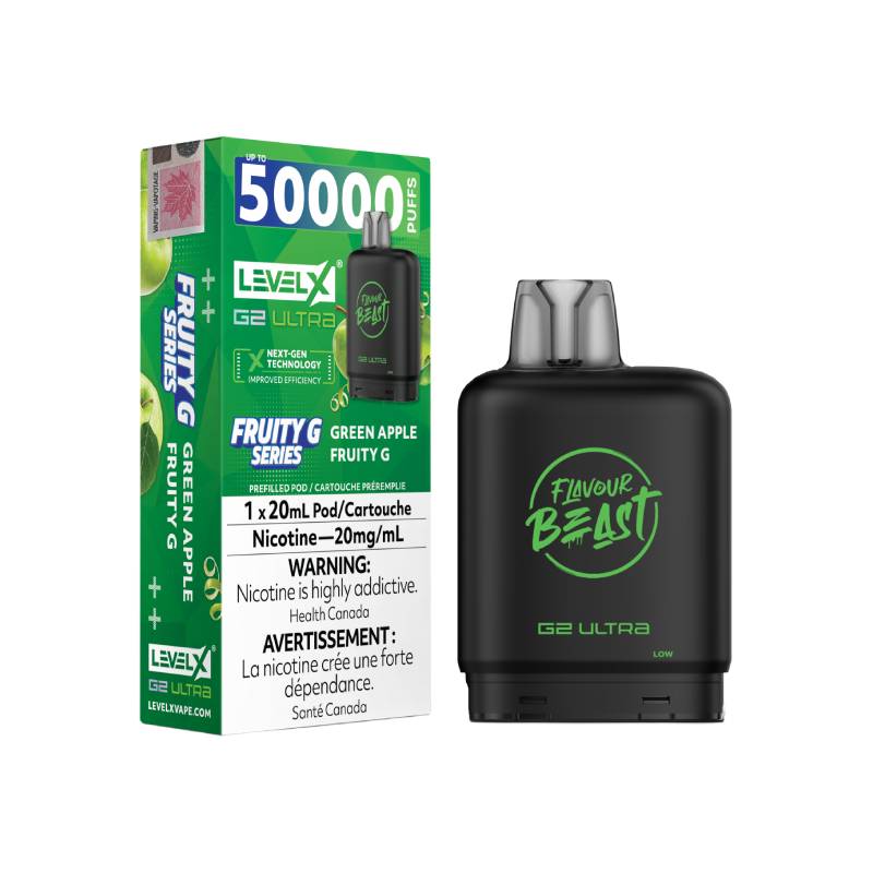 Flavour Beast Level X G2 Ultra Pod 50K - Green Apple Fruity G - 20mg (Tax)