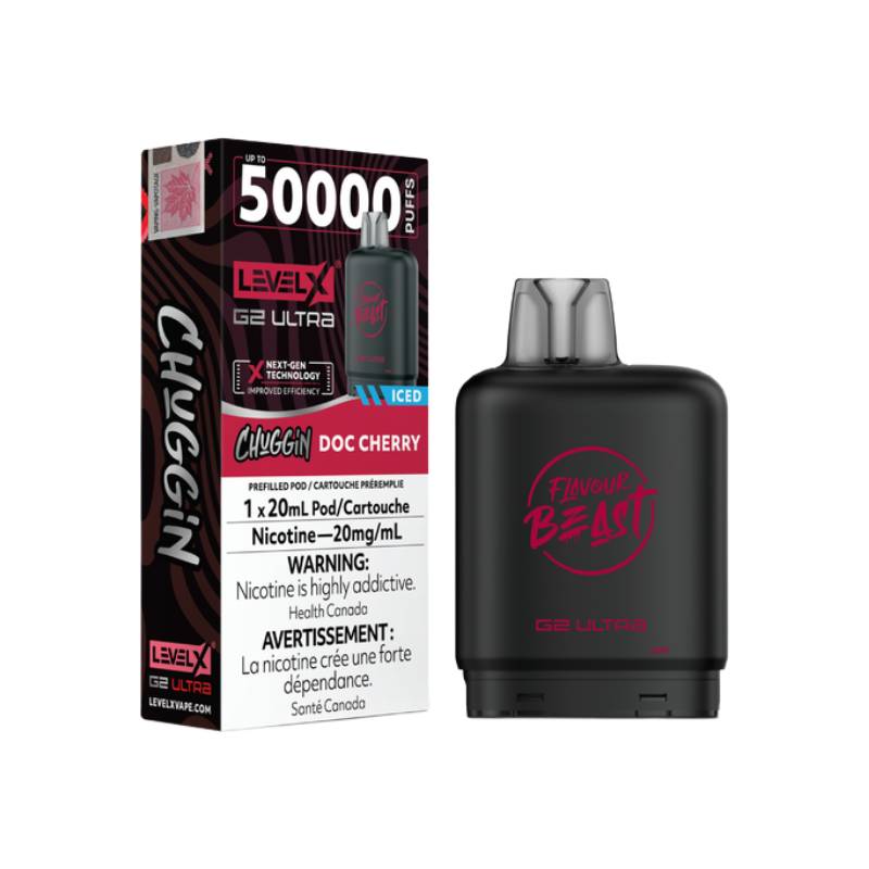 Flavour Beast Level X G2 Ultra Pod 50K - Chuggin' Doc Cherry - 20mg (Tax)
