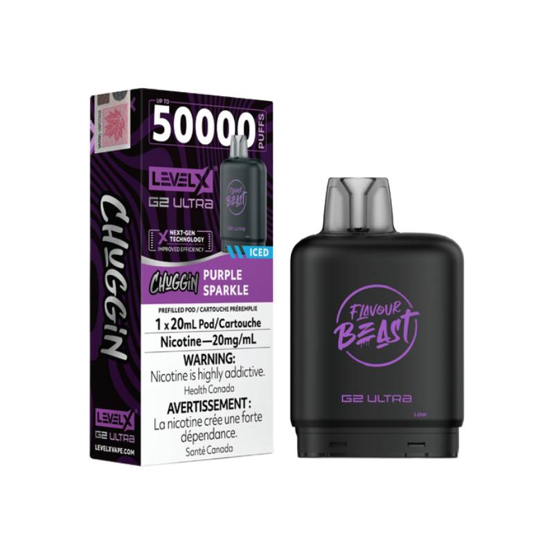 Flavour Beast Level X G2 Ultra Pod 50K - Chuggin' Purple Sparkle - 20mg (Tax)