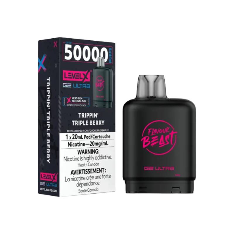 Flavour Beast Level X G2 Ultra Pod 50K - Trippin' Triple Berry - 20mg (Tax)